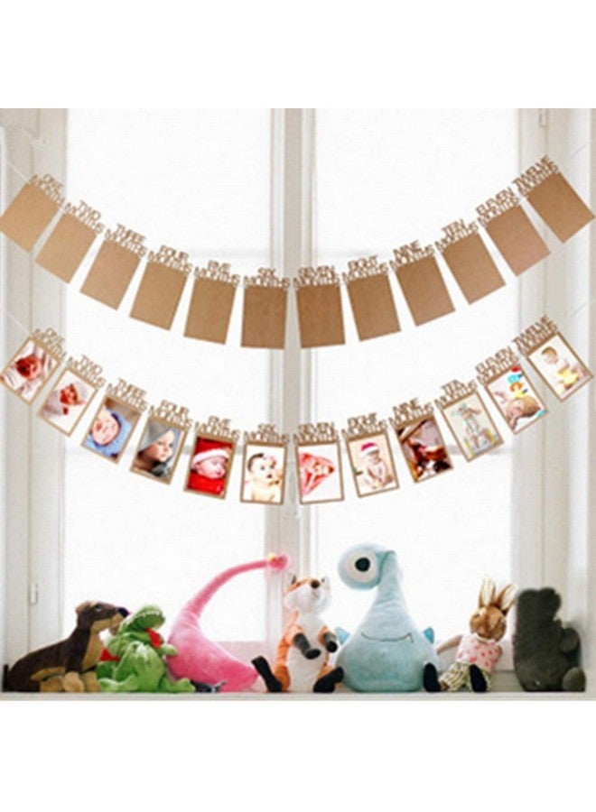 Milcraft 1st Birthday Baby Photo Banner for Newborn to 12 Months, Monthly Milestone Photograph Bunting Garland, First Birthday Celebration Decoration (Kraft) - Image 2