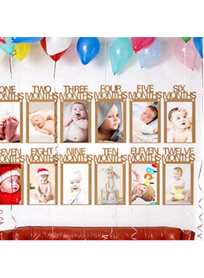 Milcraft 1st Birthday Baby Photo Banner for Newborn to 12 Months, Monthly Milestone Photograph Bunting Garland, First Birthday Celebration Decoration (Kraft) - Image 3