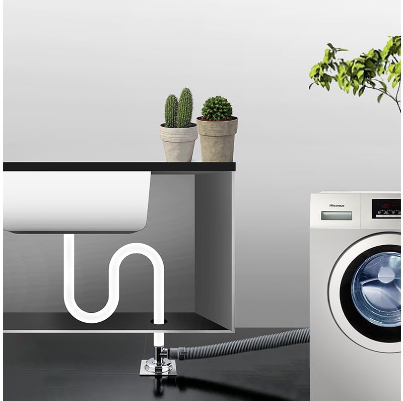 Dayish Washing Machine Floor Drain Silver with Chrome Finish Overflow Connector for Bathroom Kitchen - Anti Clogging & Anti Pests - Solid Construction for Durability - Sewer Double-Pipe Tee Joint - Image 2