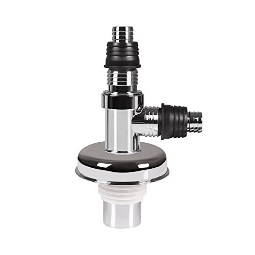 Dayish Washing Machine Floor Drain Silver with Chrome Finish Overflow Connector for Bathroom Kitchen - Anti Clogging & Anti Pests - Solid Construction for Durability - Sewer Double-Pipe Tee Joint - Image 1