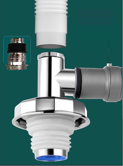 Dayish Washing Machine Floor Drain Silver with Chrome Finish Overflow Connector for Bathroom Kitchen - Anti Clogging & Anti Pests - Solid Construction for Durability - Sewer Double-Pipe Tee Joint - Image 5