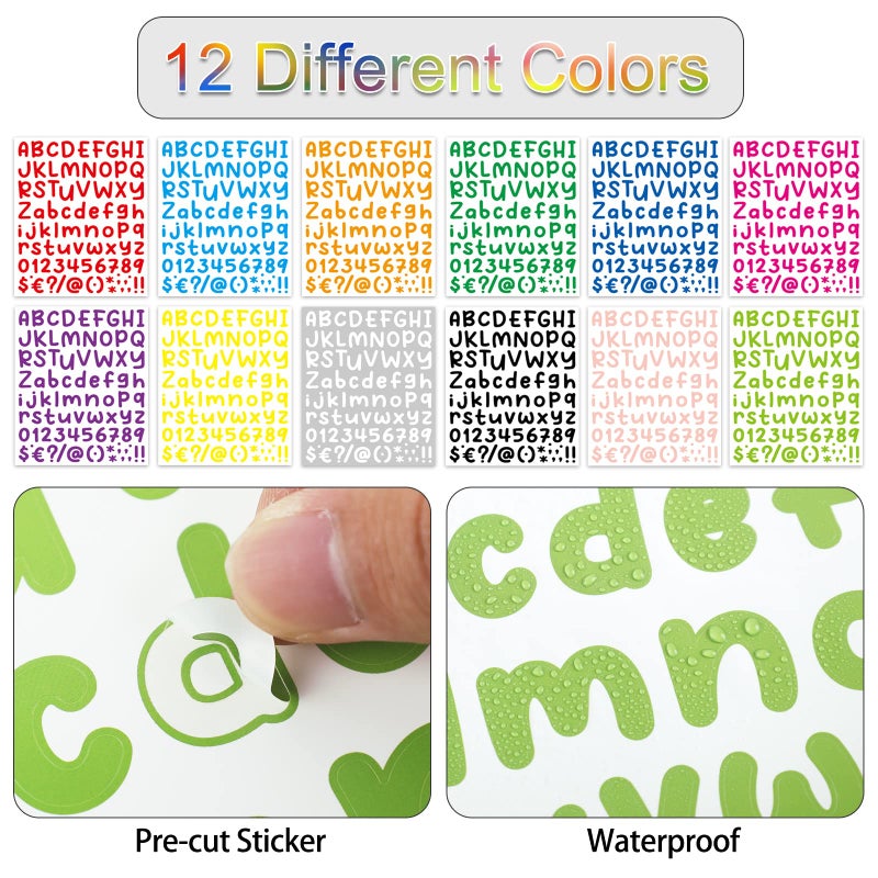 Dizdkizd Letter Stickers  Dizdkizd Small Alphabet Stickers  1 Inch Vinyl Sticker Waterproof Letters Self-Adhesive  A Set Of 12 Sheets  960 Characters  12-Color - Image 3