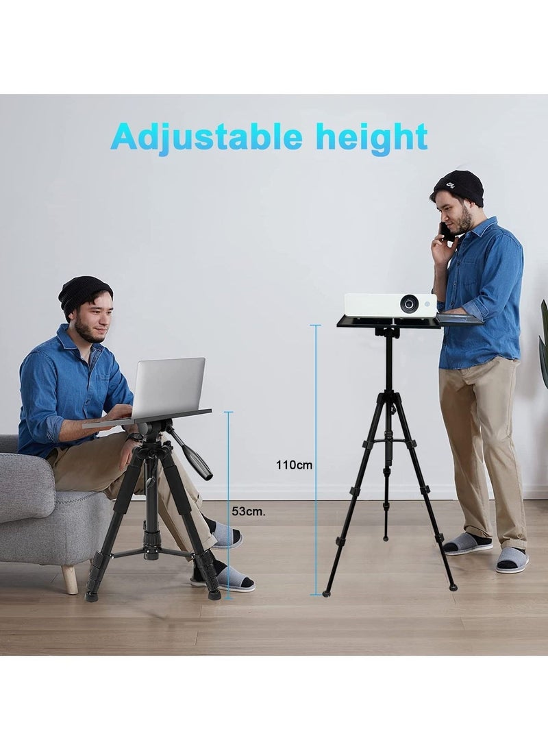 Projector Tripod Stand Universal Laptop Floor Holder Height Adjustable 53-110cm Foldable Projector Telescopic Support with 360 Rotating Enlarged Tray for Office Home Stage Studio Outdoor - Image 3