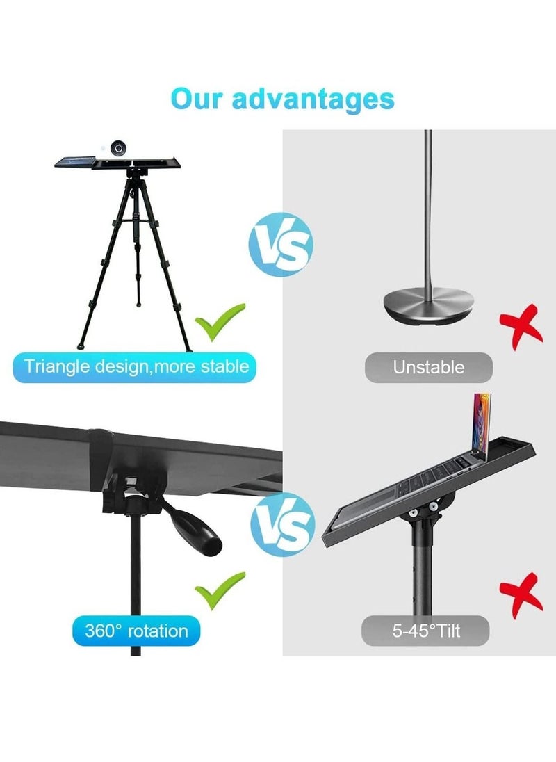 Projector Tripod Stand Universal Laptop Floor Holder Height Adjustable 53-110cm Foldable Projector Telescopic Support with 360 Rotating Enlarged Tray for Office Home Stage Studio Outdoor - Image 2