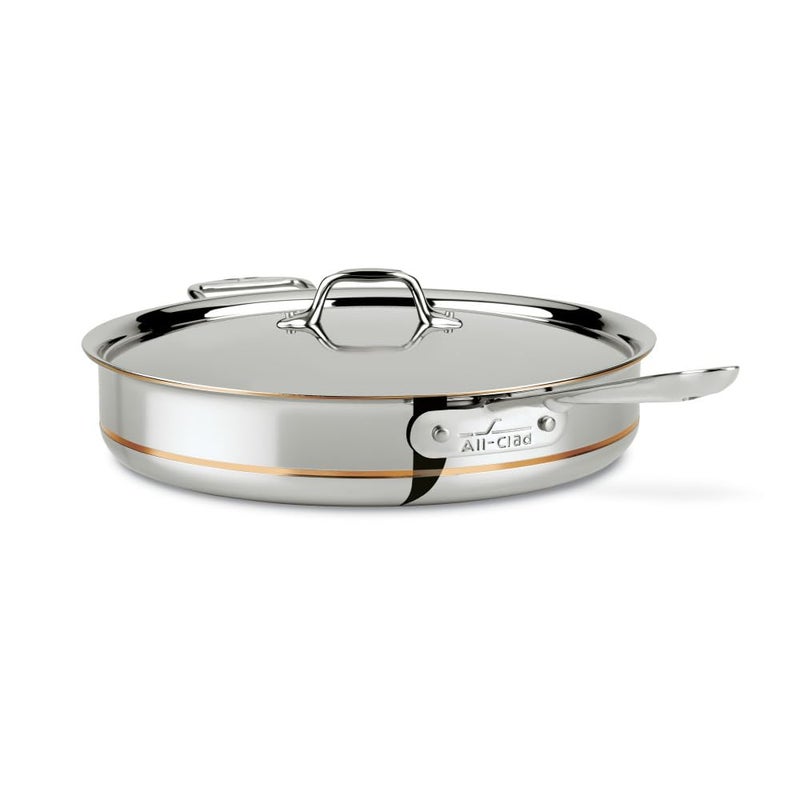 All-Clad AllClad Copper Core 5Ply Stainless Steel Saut Pan with Steel Lid 6 Quart Induction Oven Broiler Safe 600F Pots and Pans Cookware Silver 