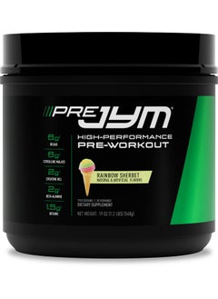 JYM Supplement Science JYM Supplement Science Pre Jym Rainbow Sherbet, Black, 20 Servings, PRE20PS300  - Image 1