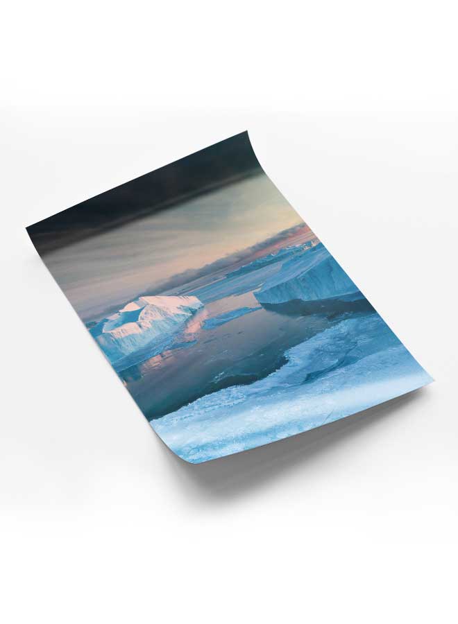 LOWHA Poster Painting Art With Four Separate Pieces Of Double-Sided Stickers Antarctic Polar Ice Cap For Home Bedroom Living Room And Office Decor - Image 1