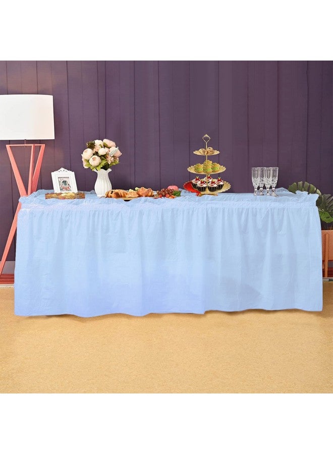 Disposable Plastic Tablecloth Table Skirt Waterproof Ins Style Dessert Table Decoration Children's Birthday Wedding Party Hotel-Color:Blue Table Skirt + Tablecloth-Specifications:Table Skirt + Tablecloth Set - Image 1