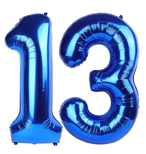 IWERP Navy Blue Number 13 Balloon 40 inch 13 Number Balloons 13th Navy Blue Birthday Decorations 13 Year Old Girls Boys Blue Party Supplies - Image 1