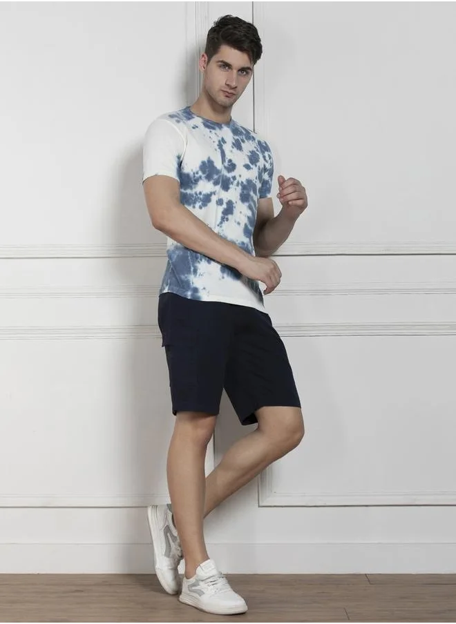 دينيس لينغو Regular Fit Navy Cotton Round Neck T-Shirt