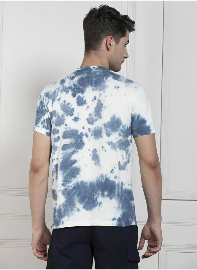 دينيس لينغو Regular Fit Navy Cotton Round Neck T-Shirt