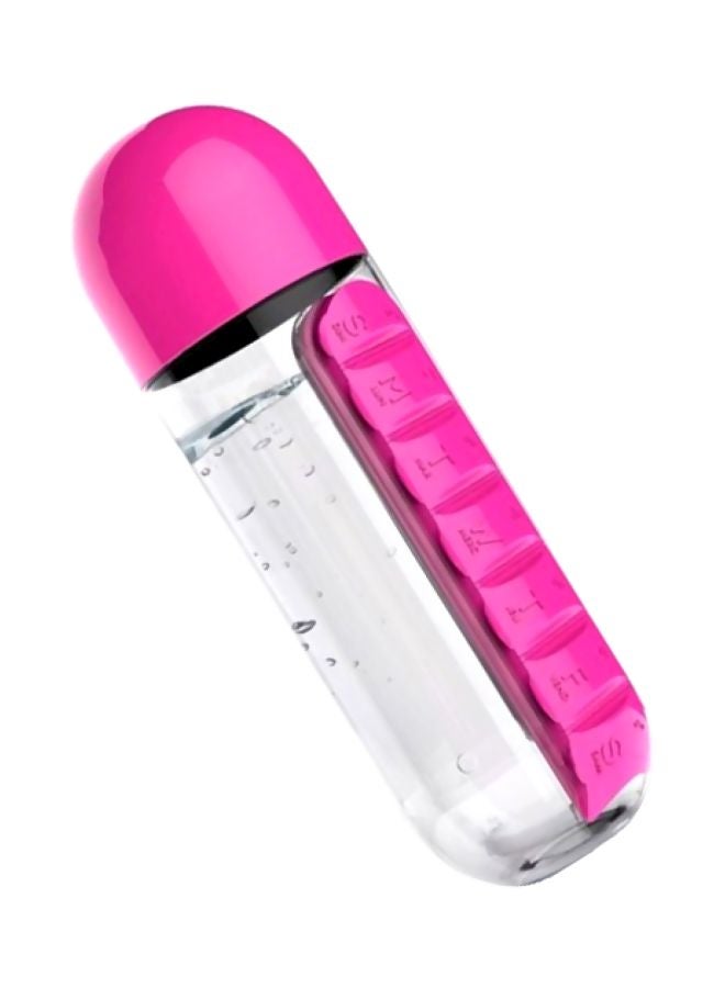 Plastic Water Bottle With Daily Pill Box Organizer Pink/Clear - Image 3
