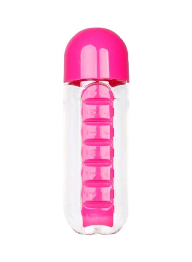 Plastic Water Bottle With Daily Pill Box Organizer Pink/Clear - Image 5