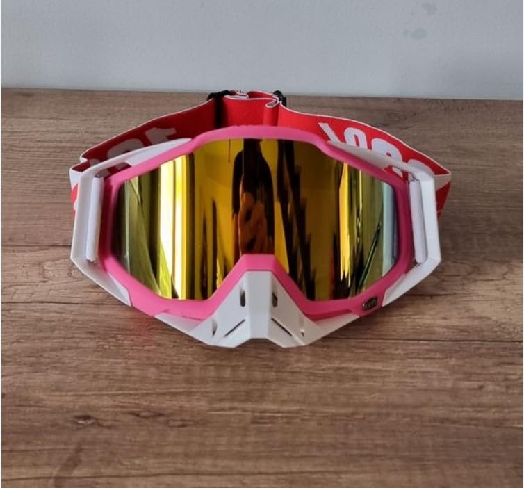OLSIC Motorcycle Off-Road Racing Goggles, Dirt Windproof Glasses, Sand Ski Masks, Eye Protection, Green (Pink) - Image 3