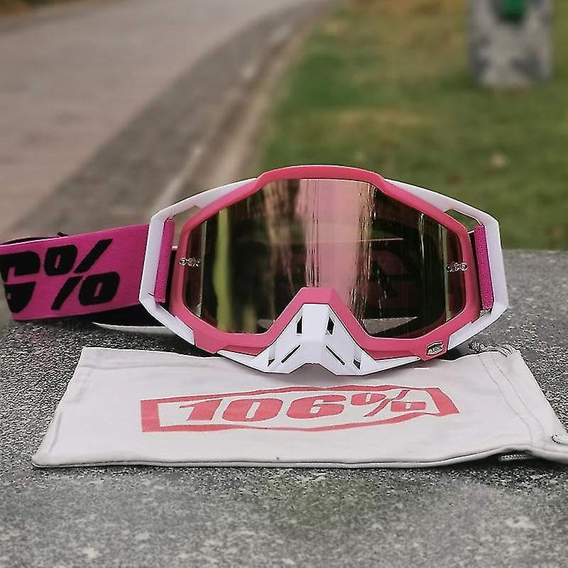 OLSIC Motorcycle Off-Road Racing Goggles, Dirt Windproof Glasses, Sand Ski Masks, Eye Protection, Green (Pink) - Image 2