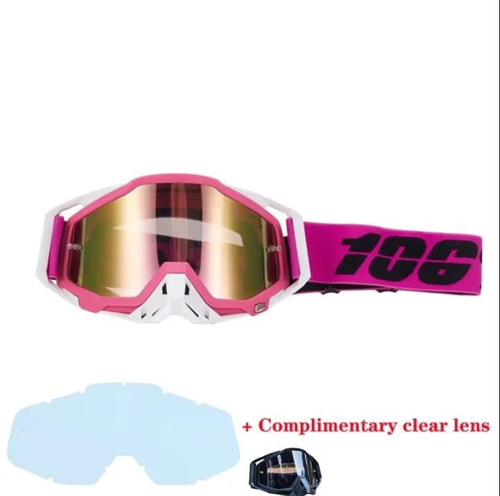 OLSIC Motorcycle Off-Road Racing Goggles, Dirt Windproof Glasses, Sand Ski Masks, Eye Protection, Green (Pink) - Image 4