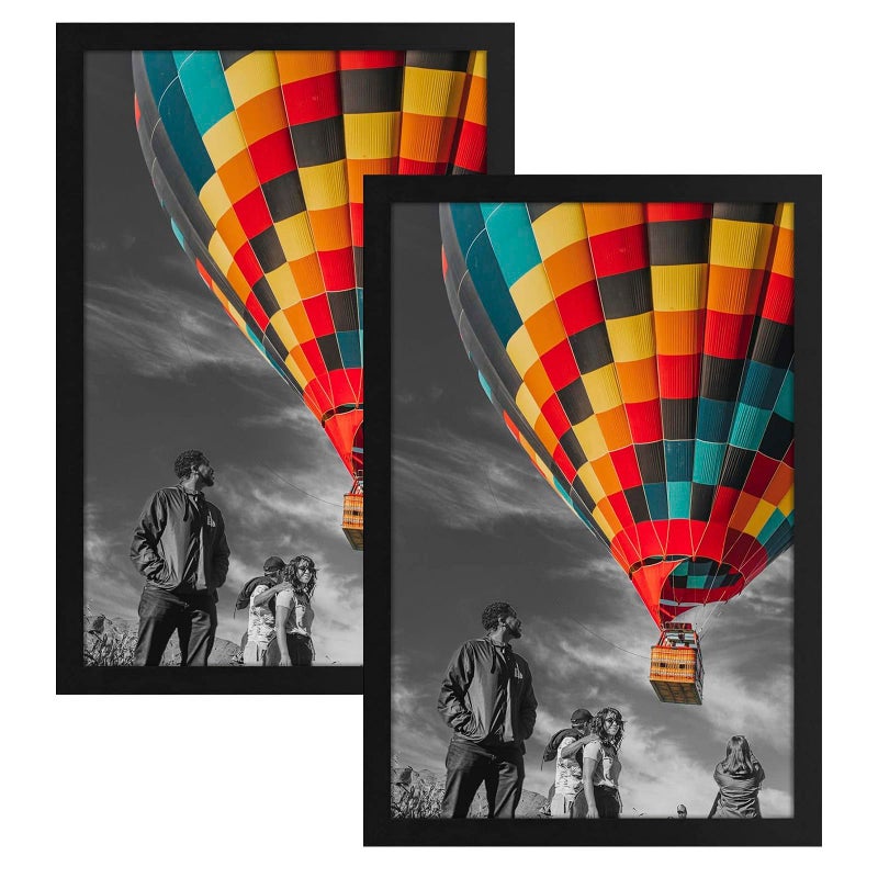 Golden State Art 12x18 Frame  Engineered Wood with Plexiglass 12 by 18 inch Black Poster Frame for Wall Display Horizontally or Vertically Black Set of 2