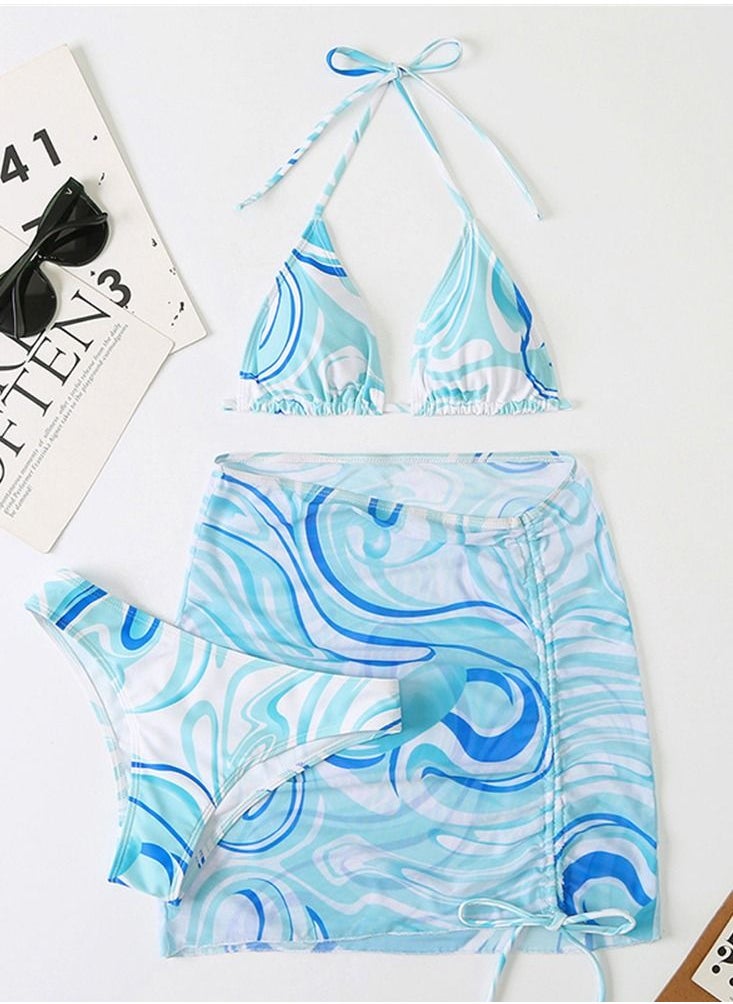 3 Piece Swimsuit Print Halter Strappy Swimsuit Bikini Blue - pzsku/ZB37E2F2D200A7FBC635FZ/45/_/1691530703/f9e15e0a-9592-459f-8103-8b6079468020