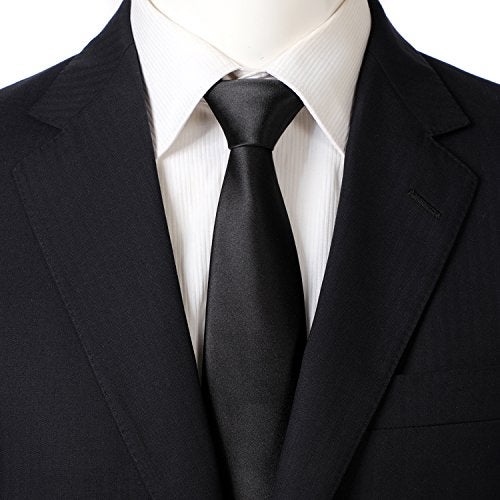 fortunatever Men's Solid Satin Necktie,Black Ties For Men With Gift Box - Image 2