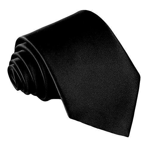 fortunatever Men's Solid Satin Necktie,Black Ties For Men With Gift Box - Image 1