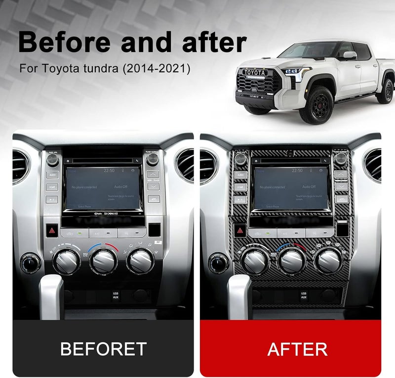 JUPIZEUS Carbon Fiber Center Control Navigation Screen Panel Sticker for Toyota Tundra (2014-2019) - Image 3