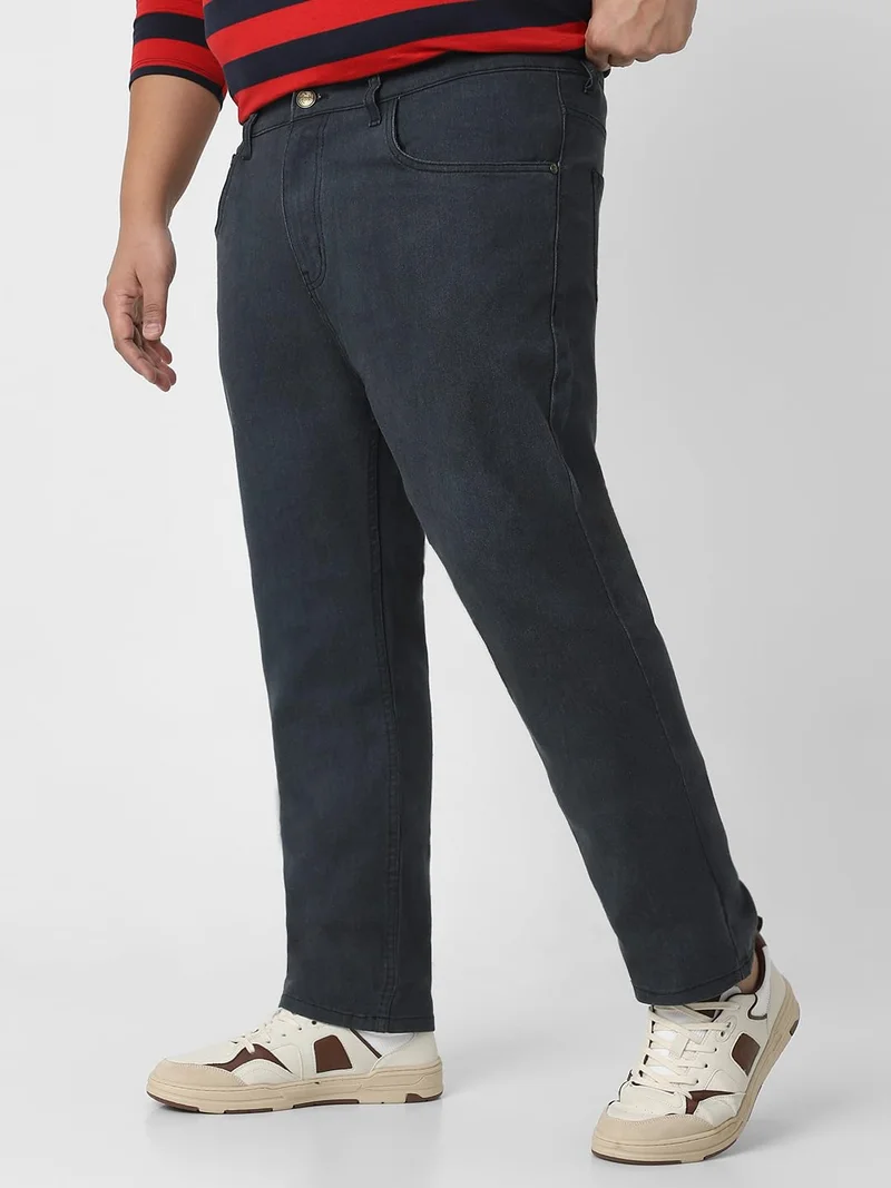 Urbano Fashion  Urbano Plus Men's Dark Grey Regular Fit Denim Jeans Stretchable  | Best Price UAE