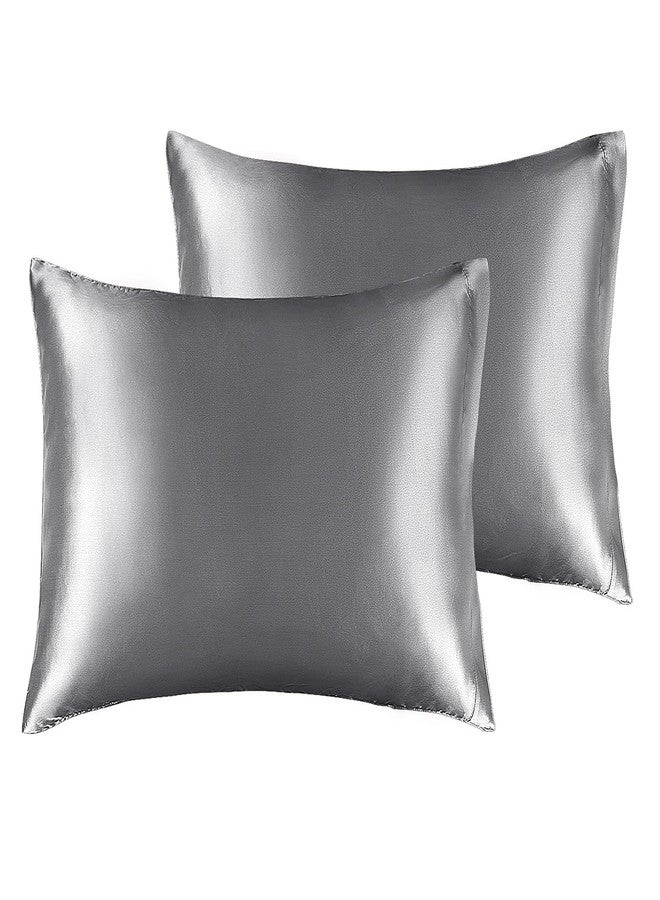BEDELITE Satin Pillowcase for Hair and Skin, Super Soft and Cooling Similar to Silk Pillow Cases 2 Pack with Envelope Closure, Gift for Women Men(13"x18" Toddler Size, Dark Grey) - Image 1