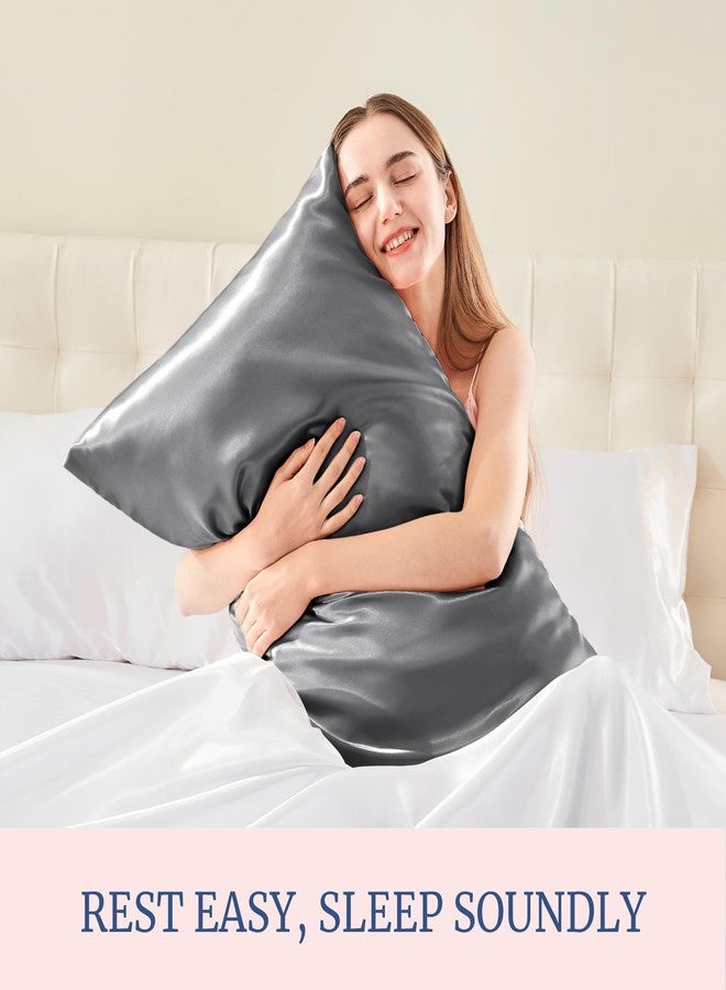 BEDELITE Satin Pillowcase for Hair and Skin, Super Soft and Cooling Similar to Silk Pillow Cases 2 Pack with Envelope Closure, Gift for Women Men(13"x18" Toddler Size, Dark Grey) - Image 4