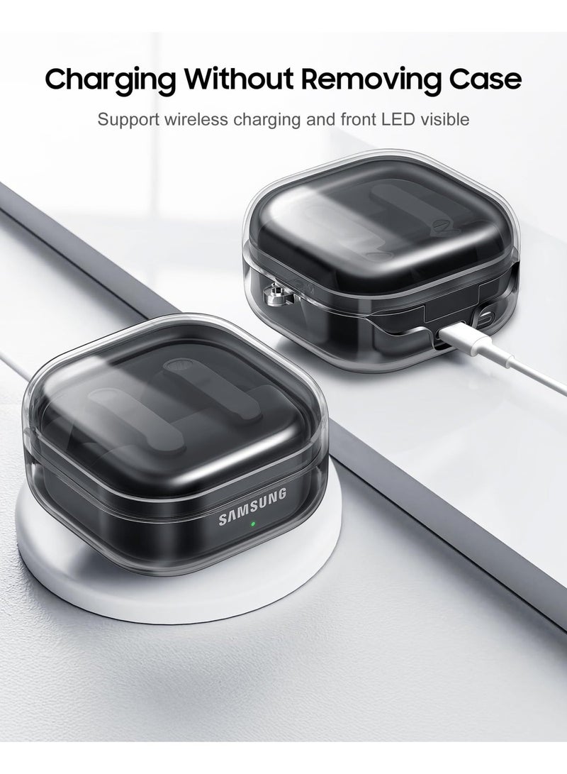 أنيوغرو حافظة واقية شفافة لسماعات Samsung Galaxy Buds 4 و4 Pro، غطاء واقي عالي الجودة من مادة TPU، يدعم الشحن اللاسلكي، ويشمل حلقة مفاتيح وأداة تنظيف - Image 5
