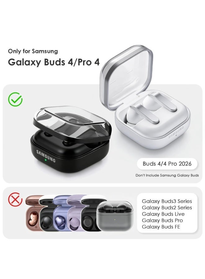 أنيوغرو حافظة واقية شفافة لسماعات Samsung Galaxy Buds 4 و4 Pro، غطاء واقي عالي الجودة من مادة TPU، يدعم الشحن اللاسلكي، ويشمل حلقة مفاتيح وأداة تنظيف - Image 2
