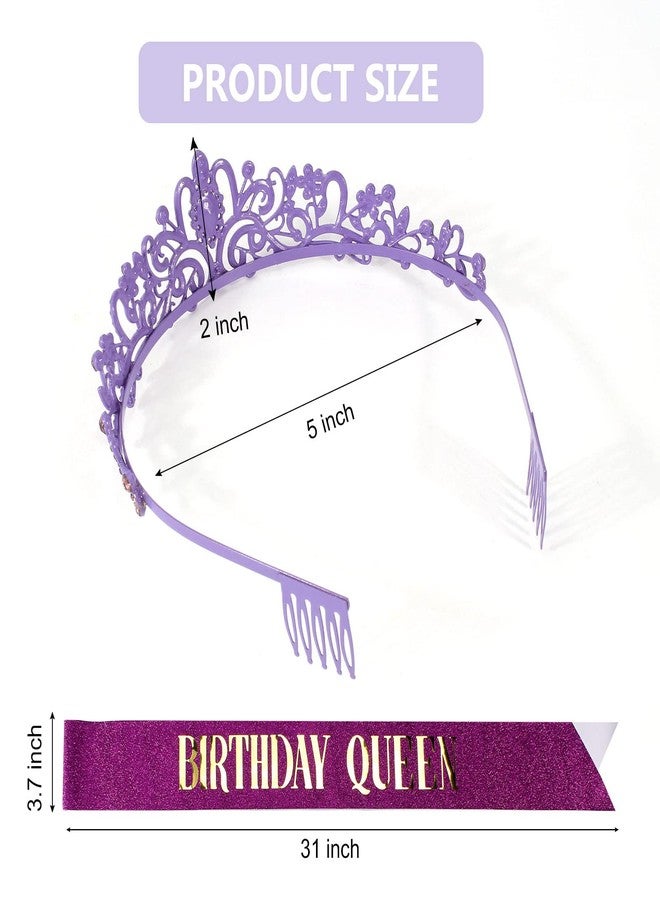 CIEHER Purple Birthday Sash & Queen Crown Kit - Decorations, Tiara for Women Girls - Birthday Crown and Sash - Image 5