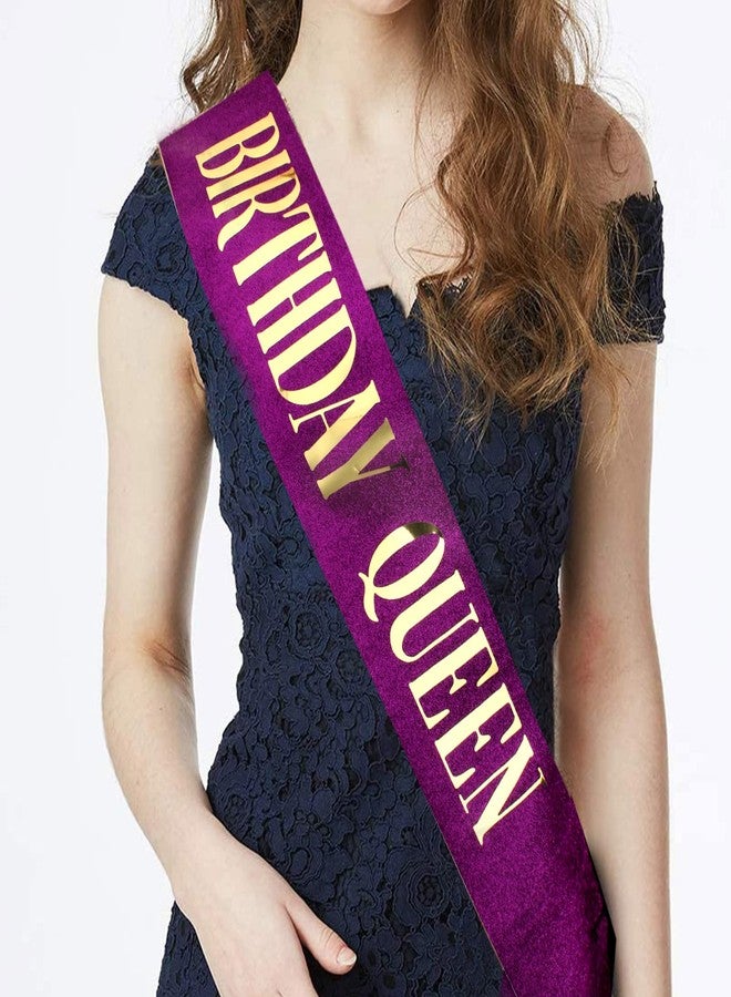 CIEHER Purple Birthday Sash & Queen Crown Kit - Decorations, Tiara for Women Girls - Birthday Crown and Sash - Image 3