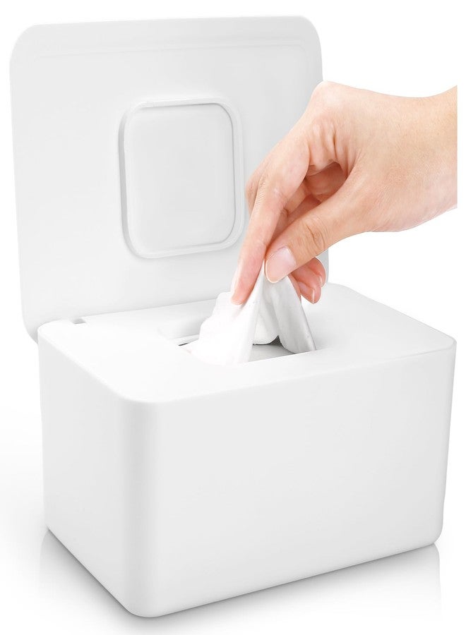 Lijroavy Baby Wipes Dispenser, Baby Wipe Holder for Fresh Wipes, Non-Slip Baby Wipes Container, Refillable Wipes Box with Sealing Design Lid (White) - Image 1
