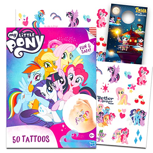SAVVi My Little Pony Tattoos Bundle ~ 50 Pcs My Little Pony Temporary Tattoos for Girls with Door Hanger (My Little Pony Party Favors) - Image 1