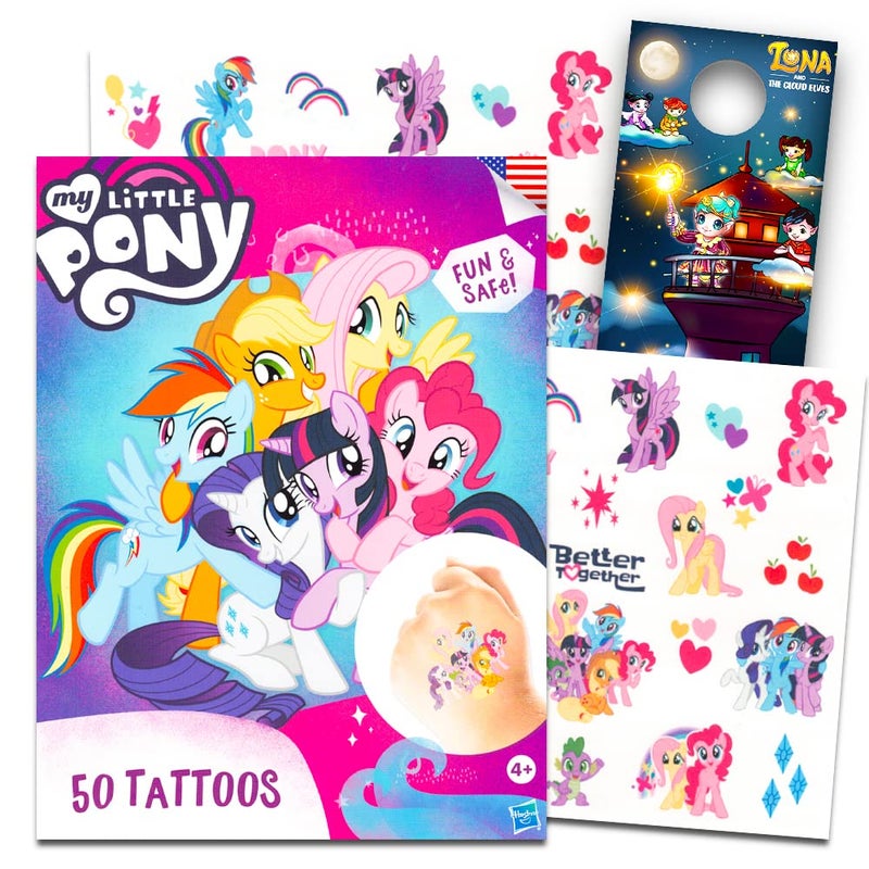 SAVVi My Little Pony Tattoos Bundle ~ 50 Pcs My Little Pony Temporary Tattoos for Girls with Door Hanger (My Little Pony Party Favors) - Image 5