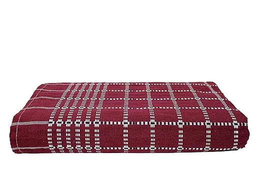 Sharan Elegance 100% Pure Cotton Blanket/Solapur Chaddar/Cotton Bedsheet/Top Sheet/Single Size (60x90 inches) Set 3 (Grey-Green-Maroon)  - Image 3