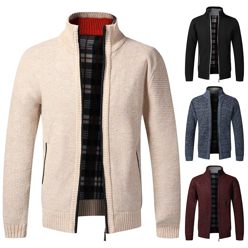 Special Explosions Plus Velvet Padded Large Size Sweater Coat Stand Collar Cardigan Stand Collar - Image 3