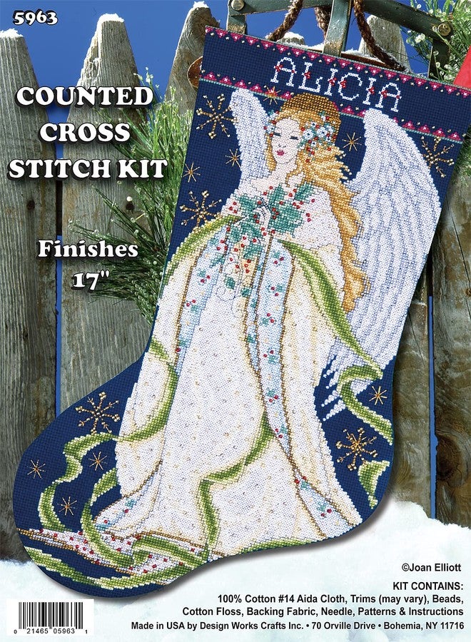 Tobin Holly Angel Counted Cross Stitch Stocking Kit, by The Yard - Image 2