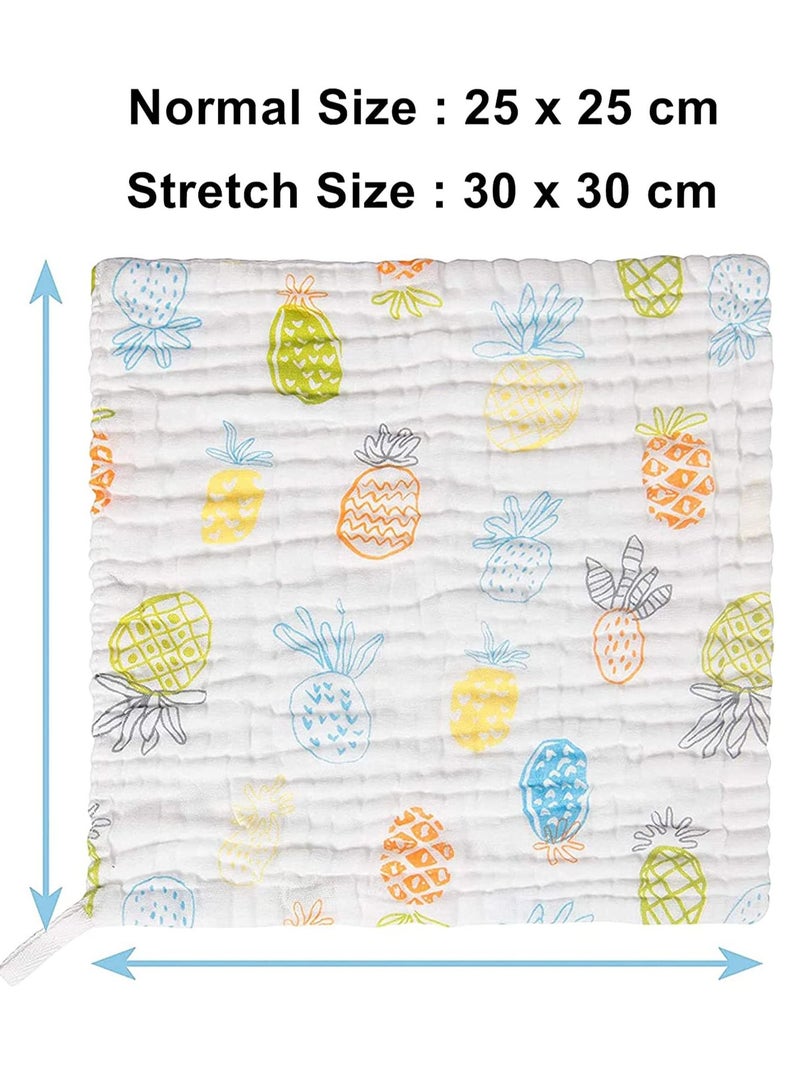 واي آند دي Baby Muslin Washcloths, 30*30 cm 6 Layers Cotton Squares, Reusable Soft Natural Organic Face Towels For Wiping Bathing Feeding Towel (Random Color & Patterns) 10 Packs - Image 5