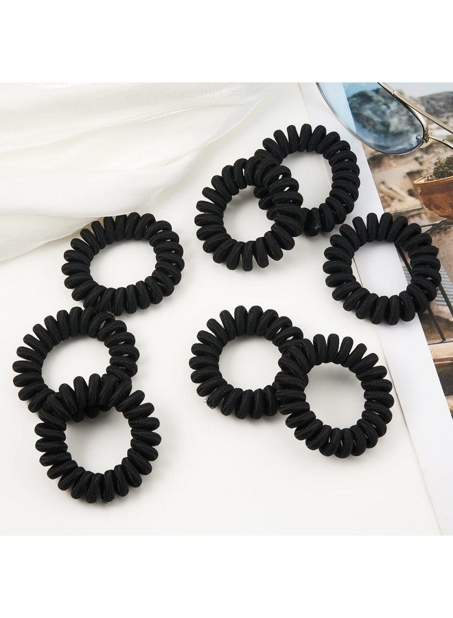 QIUTIMIY Spiral Hair Ties (Cloth Black12 Pcs) Coil Hair Ties For Thick Hair Ponytail Holder Hair Ties For Women No Crease Hair Ties Phone Cord Hair Ties For All Hair Types With Plastic Spiral - Image 4