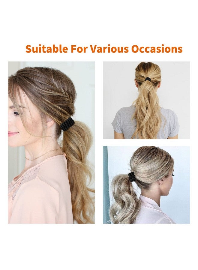 QIUTIMIY Spiral Hair Ties (Cloth Black12 Pcs) Coil Hair Ties For Thick Hair Ponytail Holder Hair Ties For Women No Crease Hair Ties Phone Cord Hair Ties For All Hair Types With Plastic Spiral - Image 3