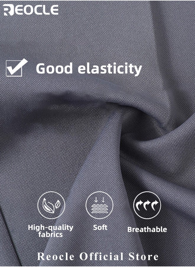 REOCLE Men's Dress Pant Classic Slim-Fit Flat-Front Suit Pant Skinny Suit Pants Gentleman Anti-wrinkle Suit Pants Summer Thin Trousers Loose Straight Fit Trousers  - Image 3