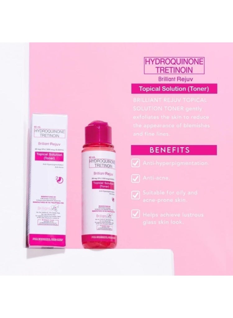 بريليانت سكين إسينشالز محلول Brilliant Skin Rejuv الموضعي 135مل – تونر مضاد لفرط التصبغ وحب الشباب بالهيدروكينون والتريتينوين للبقع الداكنة وآثار الحبوب وبشرة زجاجية 135mlملليلتر - Image 4