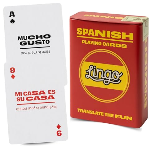 Lingo Spanish Playing Cards in Wayfarer Tin Box Travel Flashcards Learn Spanish Vocabulary in A Fun Easy Way 52 Essential Translations - Image 1