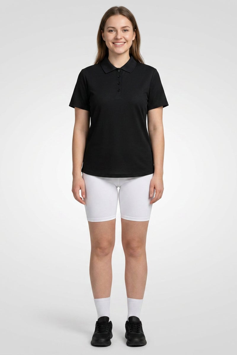 Greg Norman Women Sportswear Fit Short Sleeve Training Polo Shirt, Black - Image 2