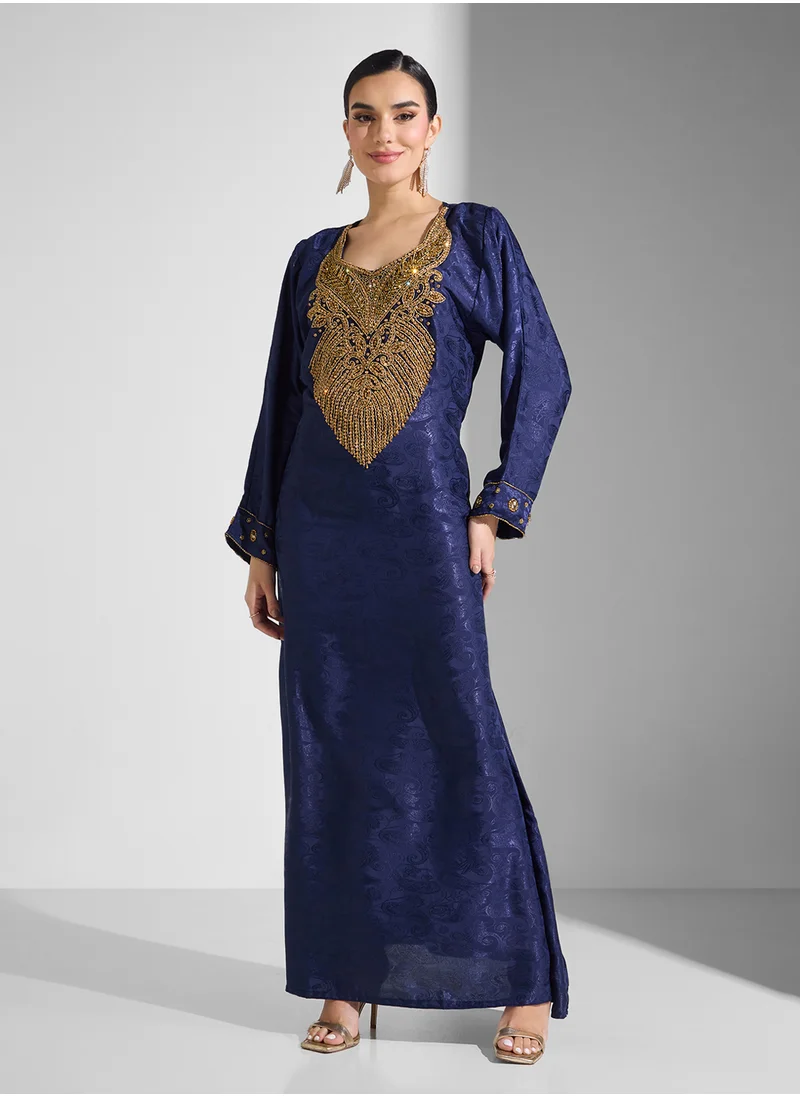 ارابيان كلوزيت Embellished Belted Jalabiya