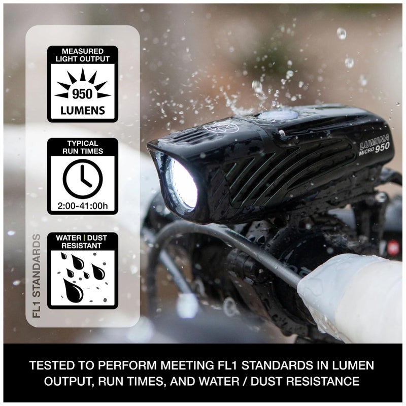 NiteRider Lumina Micro 950 Lumen USB-C Rechargeable Front Bike Light â€“ 5 Modes Compact LED Headlight, IP64 Waterproof for Road Cycling, Commuter, Night Cycling Safety Easy Mount Bicycle Light - Image 2