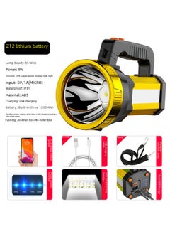 Generic Flashlight Strong Light High Power Outdoor Emergency Patrol Portable Searchlight USB Charging With Side Lights Camping Outdoor-Color:Z15 P50 Core Large Capacity Four Lithium Side Lights + Red And Blue Flashing Warning Lights + Strap + Data Line  - Image 4