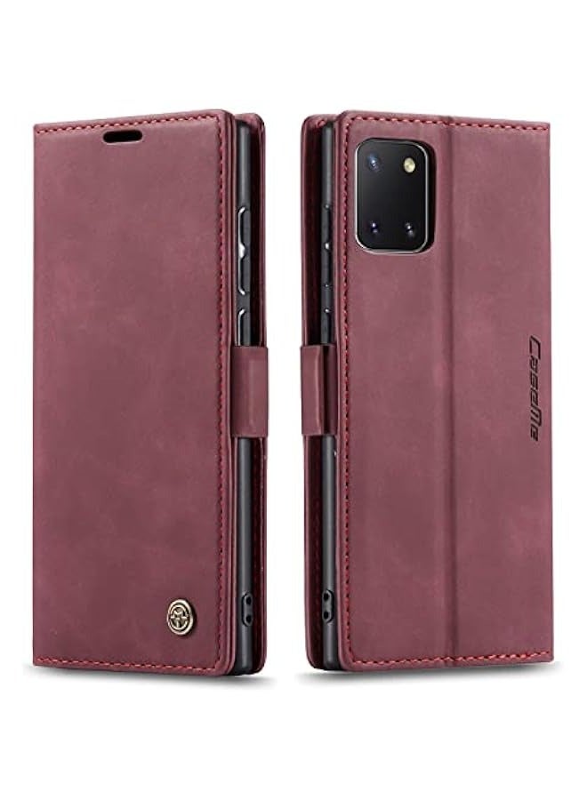 Matte Retro PU Leather Wallet Flip Case for Samsung Galaxy Note 10 Lite\/A81 - Red  - Image 1