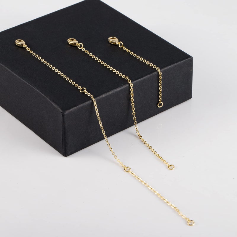 Ash's Choice Gold Necklace Extenders,14K Gold Chain Extenders with Lobster Clasp, Durable Plated Solid Brass Necklace Bracelet Anklet Extension Chains(2 4 6 Inches, 3PCS) - Image 3